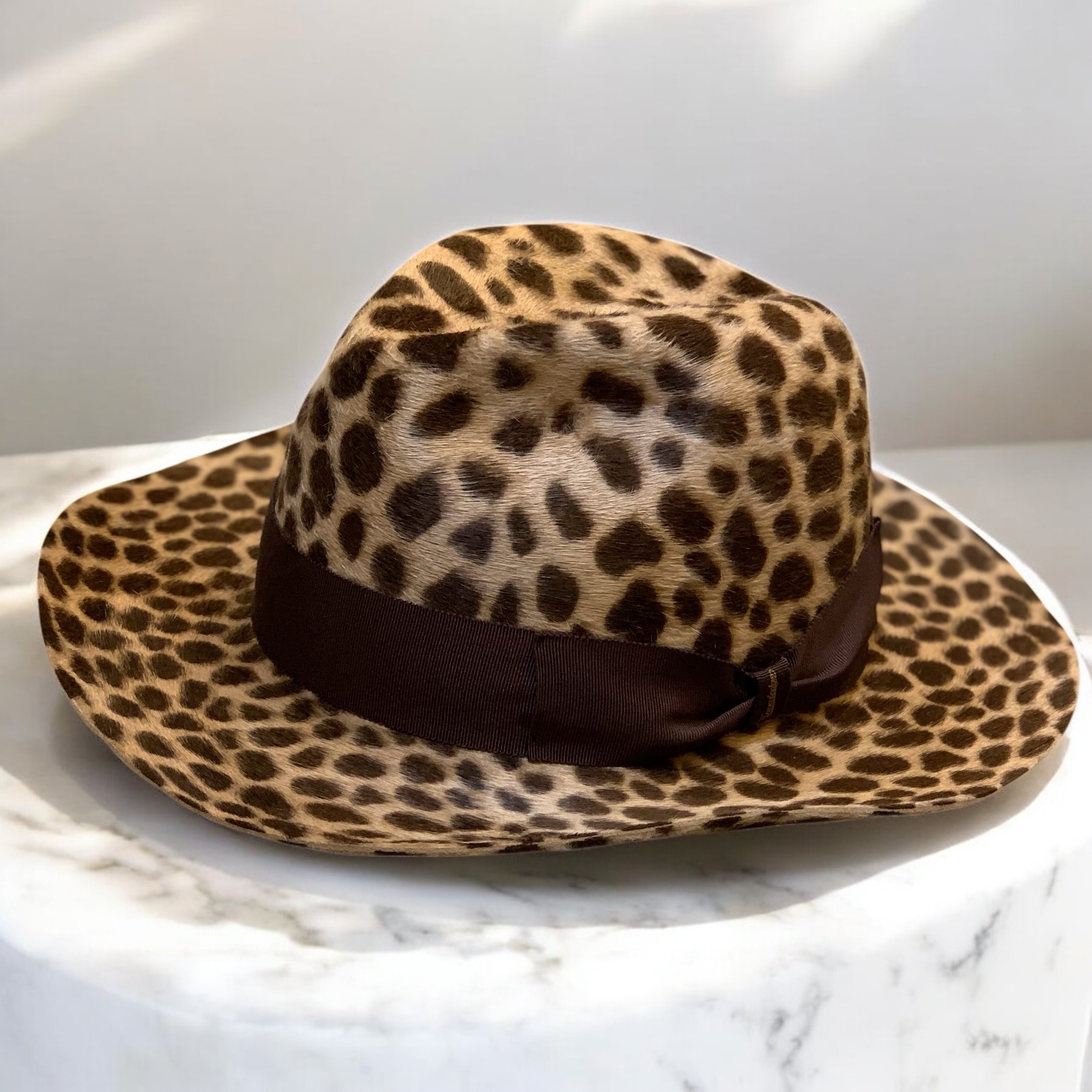 Leopard rabbit fur hat / Made in Tokyo ヒョウ柄ラビットファー